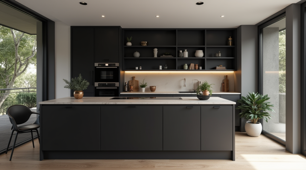 Modern Black Kitchen Cabinets for a Sleek